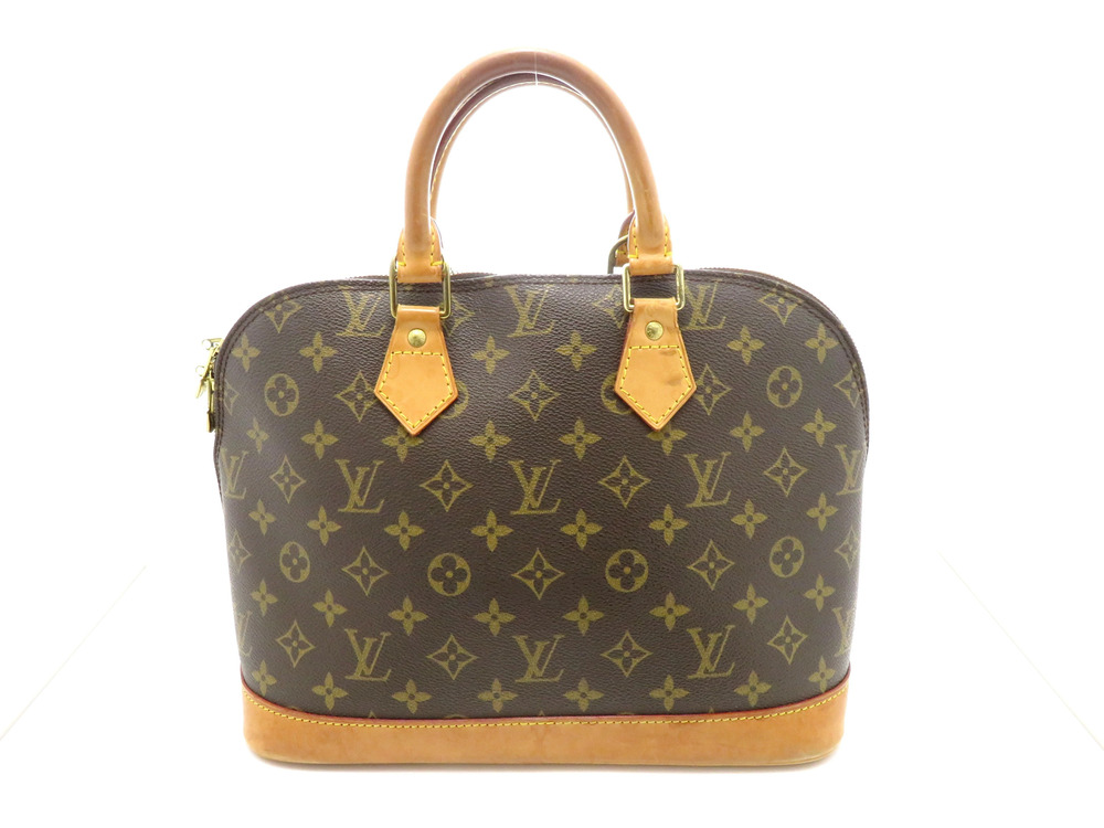 LOUIS VUITTON Alma Monogram Handbag Leather Brown